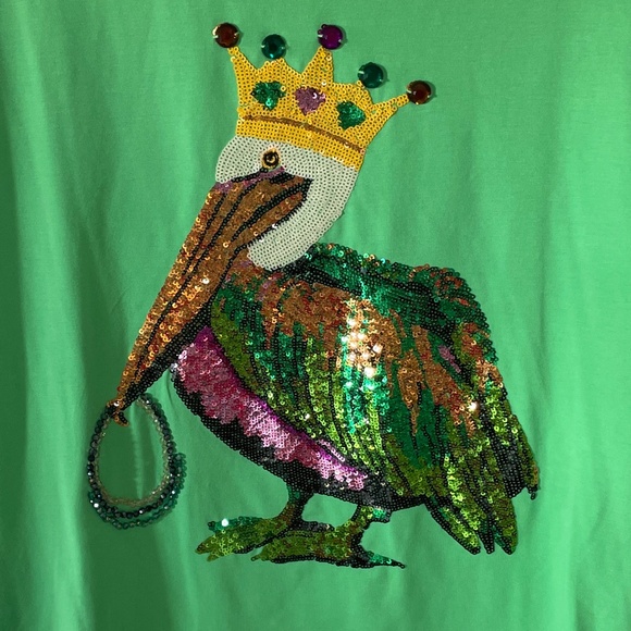 Mardi Gras Sequin Pelican Shirt - Picture 2 of 3